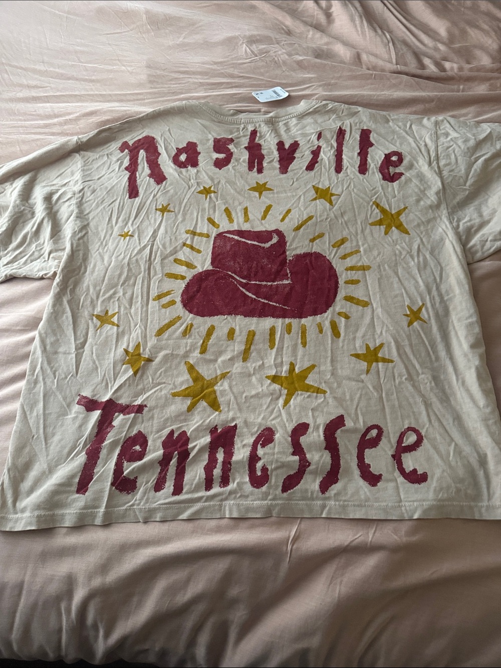 NWT Free People x DayDreamer Johnny Cash doodles tee Ivory OS - Picture 5 of 8